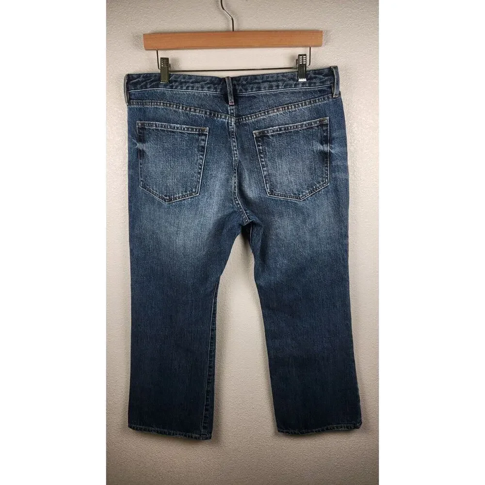 Ines De La Fressange Uniqlo Straight Jeans Slim Flare Mid Rise Blue Sz 32‎ - Picture 3 of 8